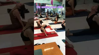 Hip opening yoga class, leg stretching posture #shortspeed #viralshort #youtubeshorts #viral #yoga