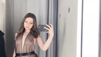 4K See-Through Outfit Transparent Try On Haul in Dressing Room