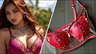 ????????Luxury Lingerie????Gems Mesh Print Bra and Bikini ????#112