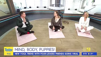 Today host loses it after pooch poops during puppy yoga | Today Show Australia