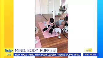 Today host loses it after pooch poops during puppy yoga | Today Show Australia