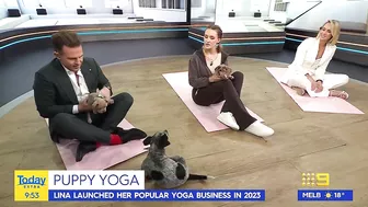 Today host loses it after pooch poops during puppy yoga | Today Show Australia