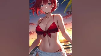 RED HOT BIKINIS - ANIME GIRLS ON SUNSET BEACH: Meet Them! Lookbook - AI Anime Girls