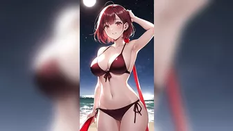 RED HOT BIKINIS - ANIME GIRLS ON SUNSET BEACH: Meet Them! Lookbook - AI Anime Girls