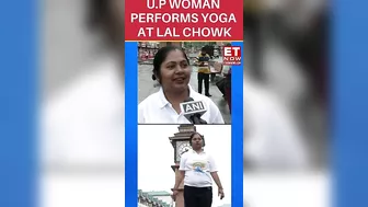 Yoga At Lal Chowk | U.P Woman Performs Yoga Asanas International Yoga Day | #shorts