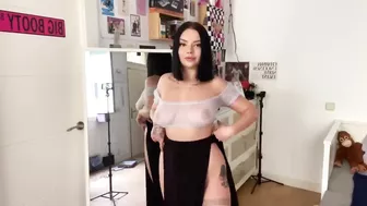 No Panties Try On haul Transparent white dress