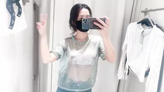 See-Through Try On Haul at Mall | Transparent & Mesh Trend | No Bra| #asian