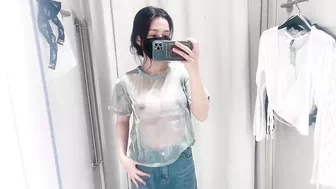 See-Through Try On Haul at Mall | Transparent & Mesh Trend | No Bra| #asian