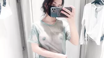 See-Through Try On Haul at Mall | Transparent & Mesh Trend | No Bra| #asian