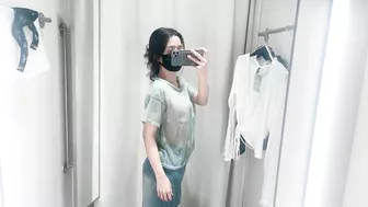 See-Through Try On Haul at Mall | Transparent & Mesh Trend | No Bra| #asian