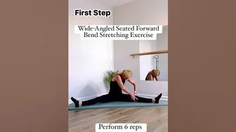 First Step Of Wide-Angled Seated Forward Bend Stretching Workout To Increase Flexibility