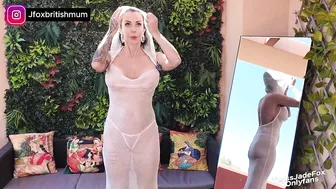 4K Transparent White Sheer Try On Haul | No Pasties No Bra Sheer Dress | MissJadeFox Mature Model