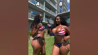 Two sexy African American women modeling American flag bikinis #asmr #trending #fashion