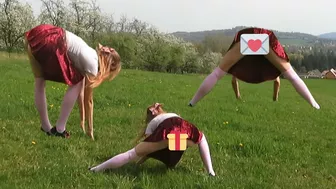 Outdoor yoga in a skirt