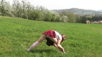 Outdoor yoga in a skirt