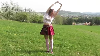 Outdoor yoga in a skirt