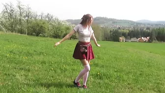 Outdoor yoga in a skirt