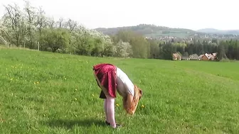 Outdoor yoga in a skirt