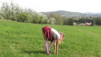 Outdoor yoga in a skirt