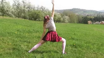 Outdoor yoga in a skirt