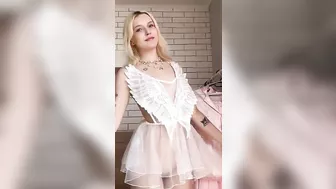 [4K] TRANSPARENT Sheer ANGELIC DRESS | ONE PIECE TRY-ON HAUL | Natural Petite Body #шортс #body