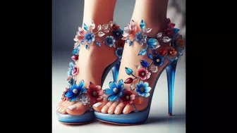 Bridal floral transparent prom shoes design ideas, trending transparent bridal floral shoes