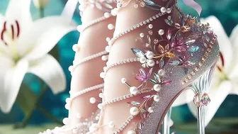 Bridal floral transparent prom shoes design ideas, trending transparent bridal floral shoes