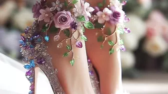 Bridal floral transparent prom shoes design ideas, trending transparent bridal floral shoes