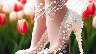 Bridal floral transparent prom shoes design ideas, trending transparent bridal floral shoes