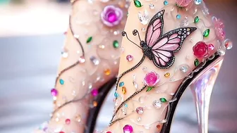 Bridal floral transparent prom shoes design ideas, trending transparent bridal floral shoes