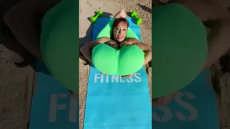 Stretching on the beach