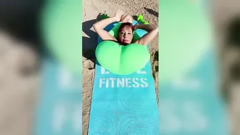 Stretching on the beach